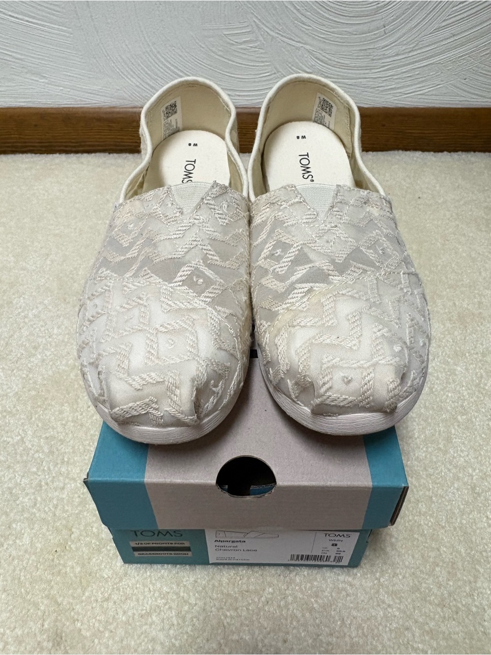 Toms Beige Lace Alpargata Slip-On